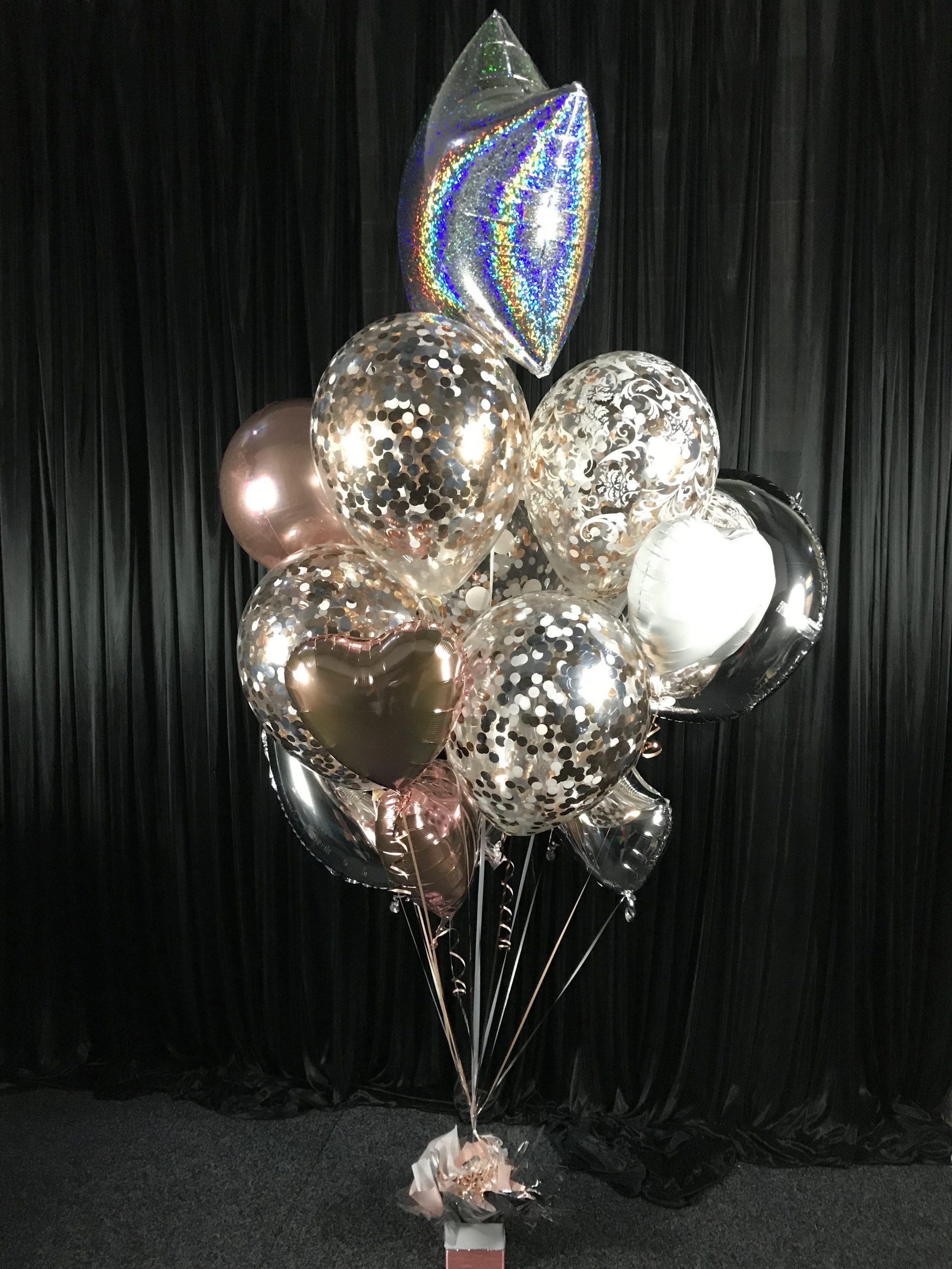 50th Birthday Gold Sparkling Helium Balloon Bouquet